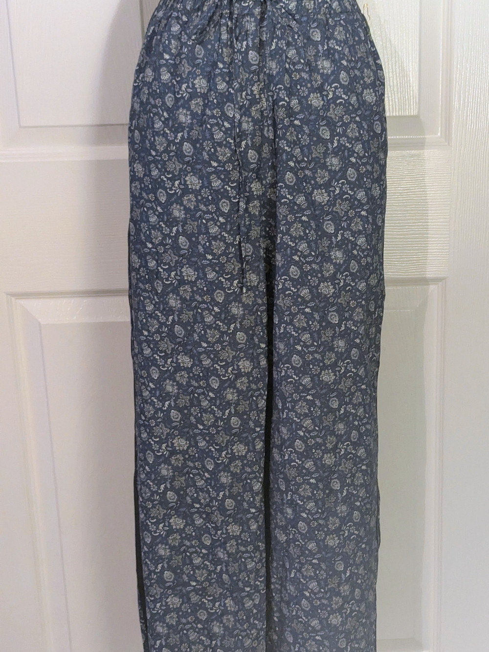 Jodifl Blue Floral Wide Leg Pants Side Stripe Boho Lounge S Sample